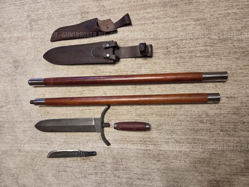 Кабанье копьё «Зауфедер-1», клинок дамасская сталь + Разделочный нож "Олень" ручной ковки