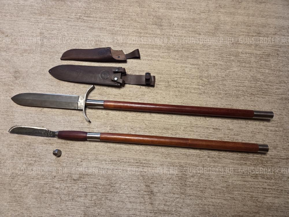 Кабанье копьё «Зауфедер-1», клинок дамасская сталь + Разделочный нож "Олень" ручной ковки