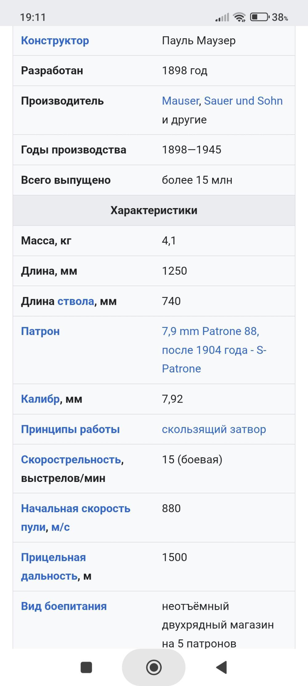 Карабин КО-98-М1, Mauser 98,  калибр 8х57JS