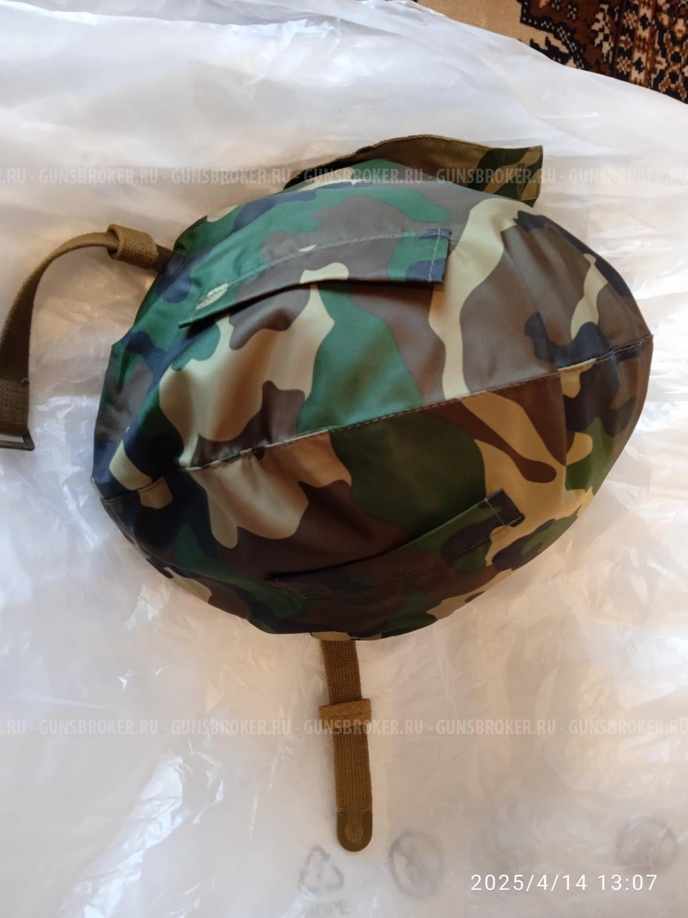 Каска военная стальная с чехлом и капюшоном