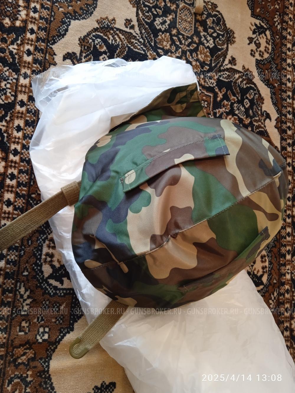 Каска военная стальная с чехлом и капюшоном