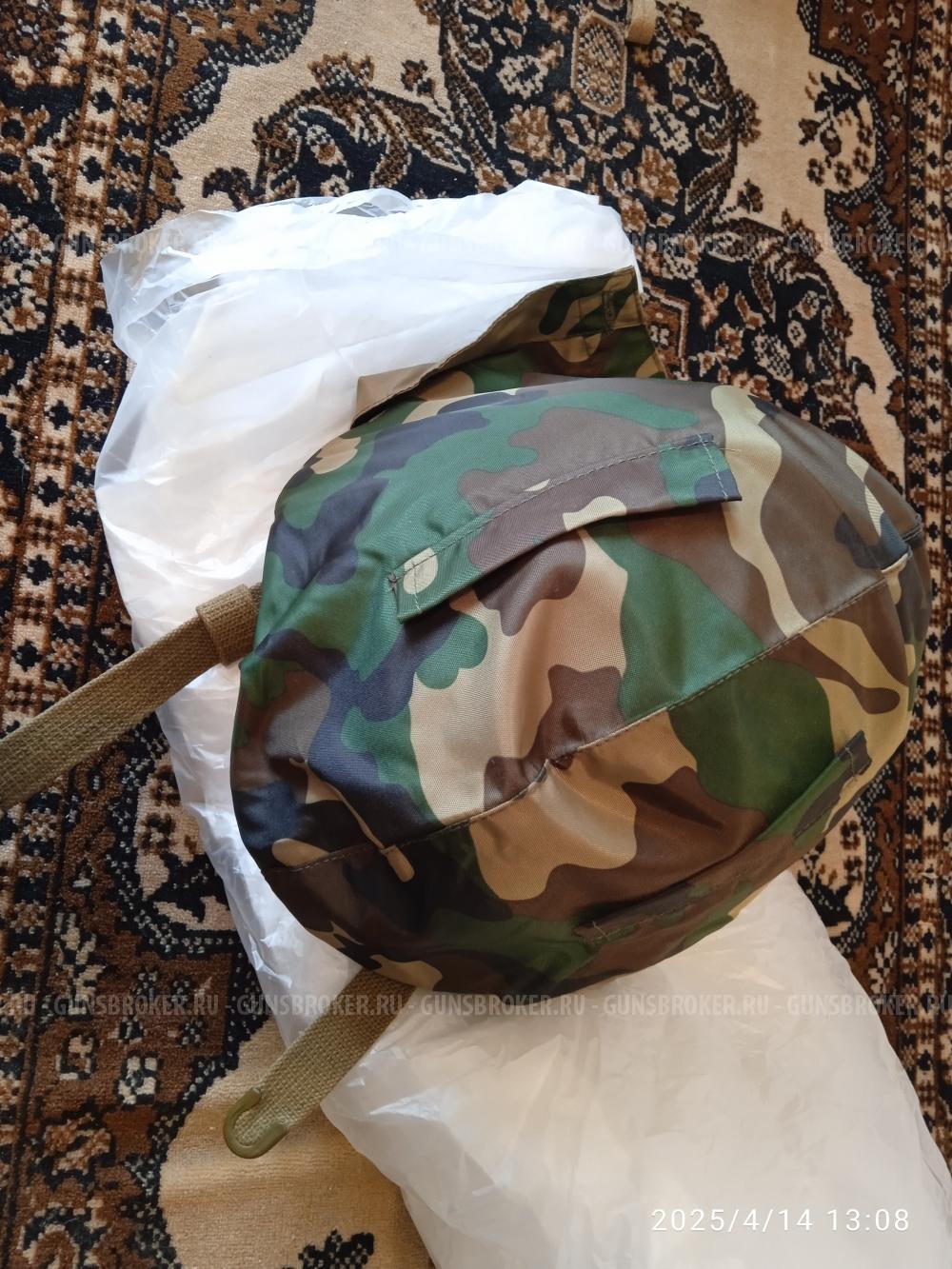 Каска военная стальная с чехлом и капюшоном