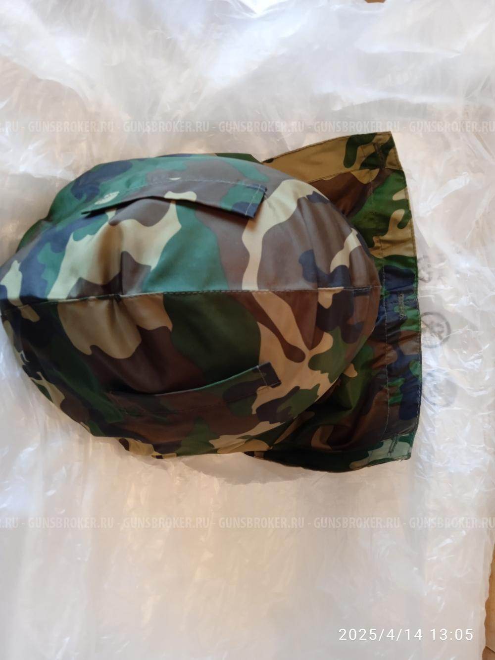 Каска военная стальная с чехлом и капюшоном