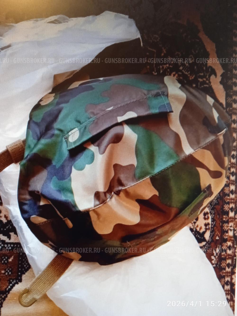 Каска военная стальная с чехлом и капюшоном