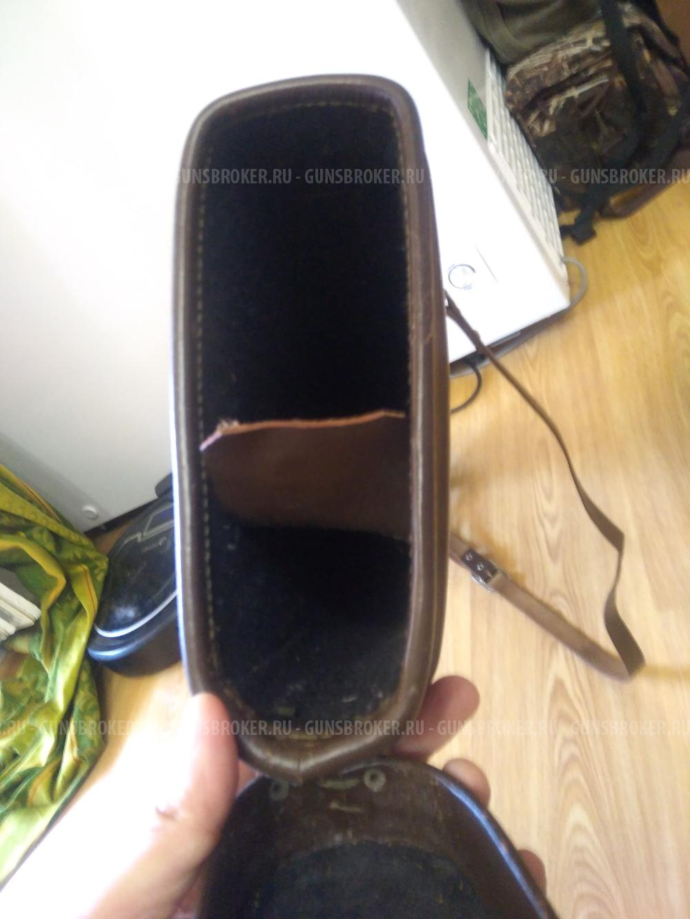 Кожаный тубус для ружья двустволки