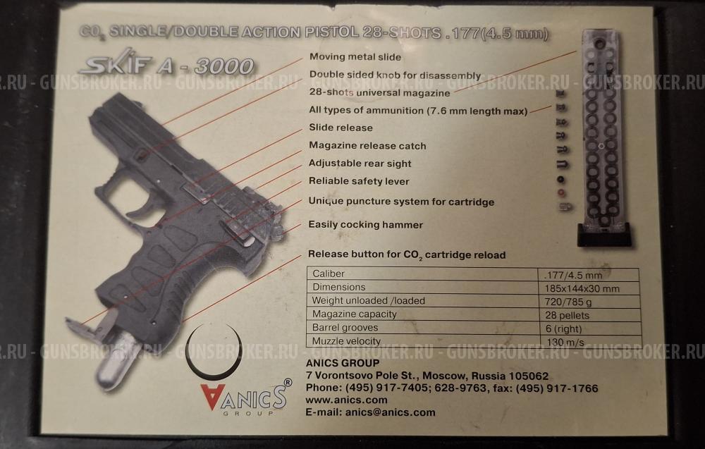 Комплект Аникс А-3000 «Скиф» (Anics Skif), 4 магазина + обвес