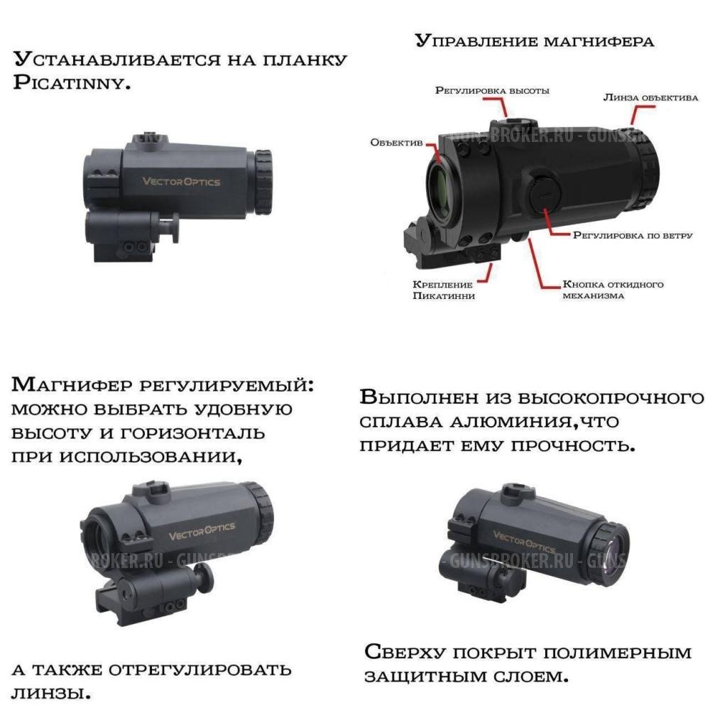Комплект коллиматор с магнифером ( увеличитель 3 кратный )