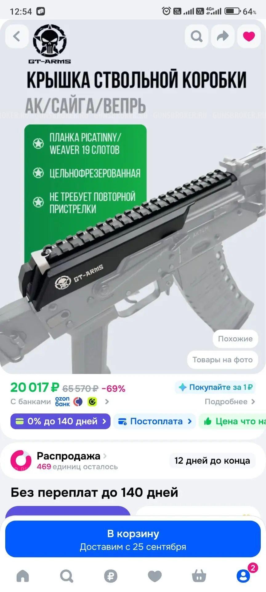 Крышка ствольной коробки GT-Arms