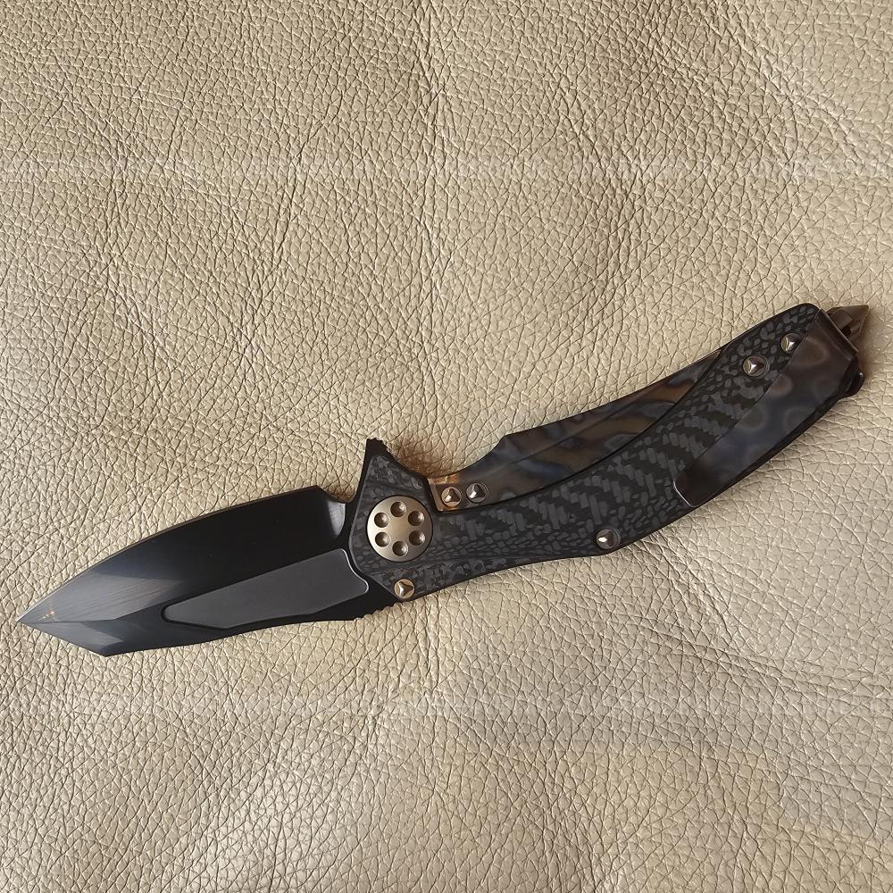 🔥Microtech Marfione Custom Matrix-кастомный нож (Satin Mirror Polish DLC+Carbon Fiber)