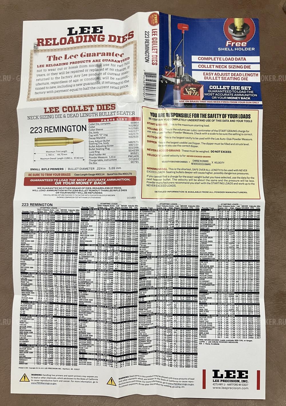 Набор матриц 223rem LEE COLLET DIES