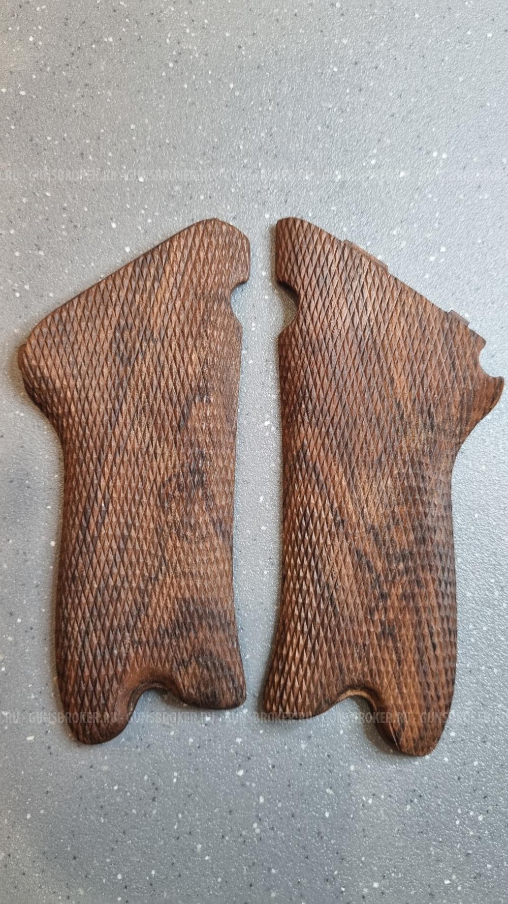 Накладки на рукоять страйкбольного пистолета люгер парабелум Р 08 от KWC, орех 