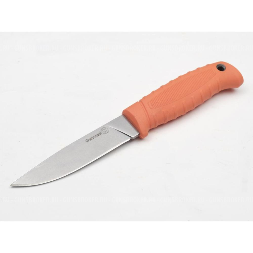 Нож "Финский"(Кизляр) 015308 Стоунвош серый, Эластрон (Оранжевый)
