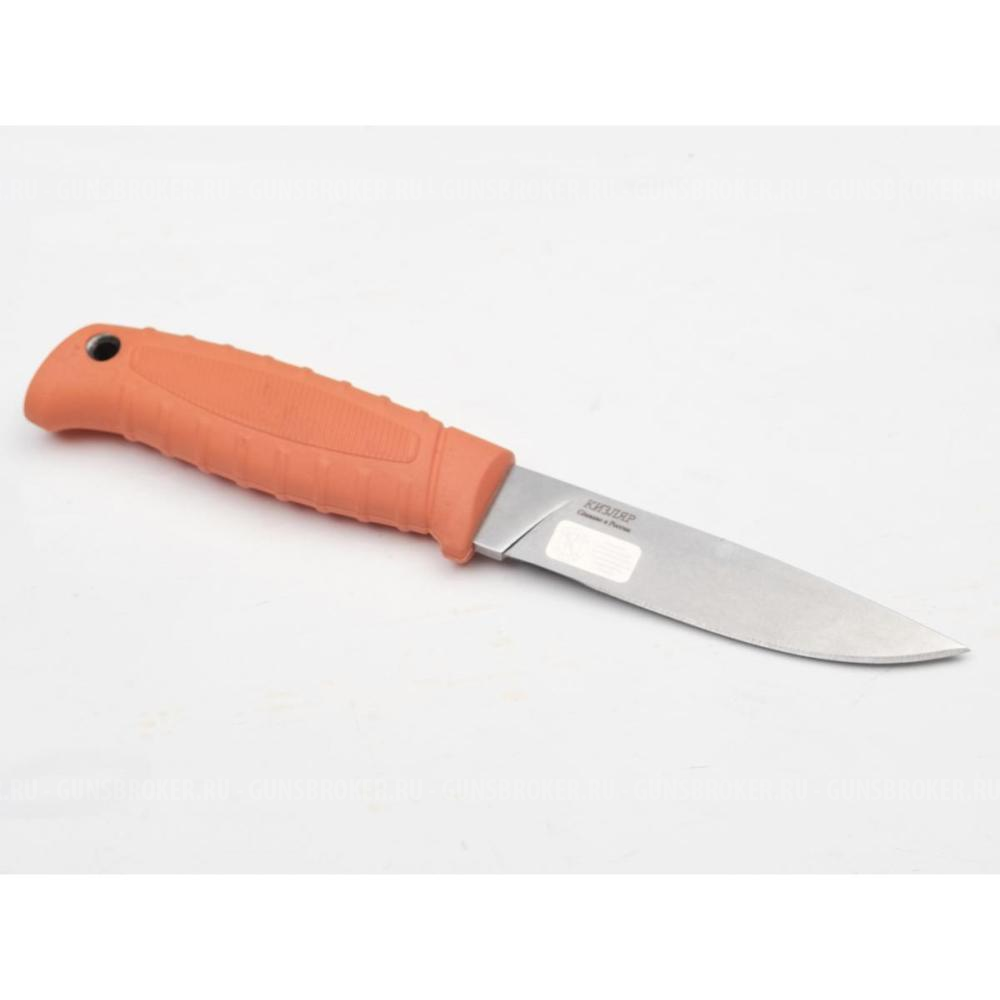 Нож "Финский"(Кизляр) 015308 Стоунвош серый, Эластрон (Оранжевый)