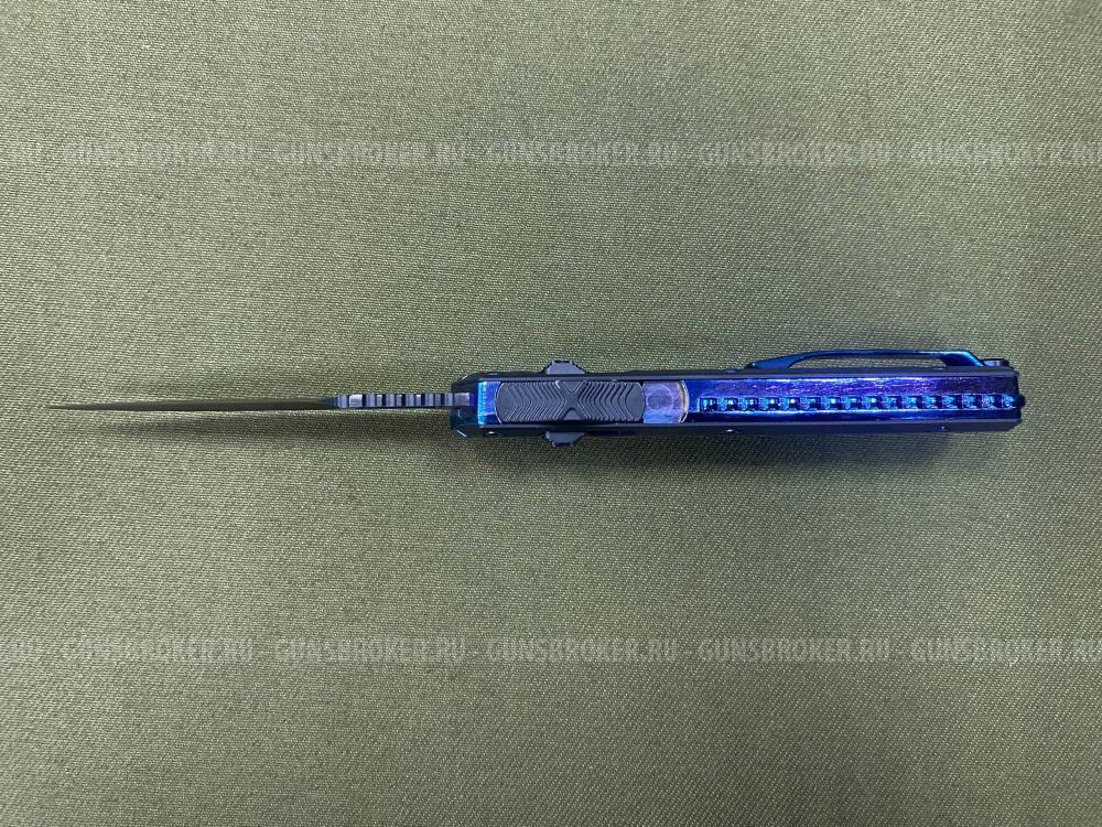 Нож фронтальный синий с узором