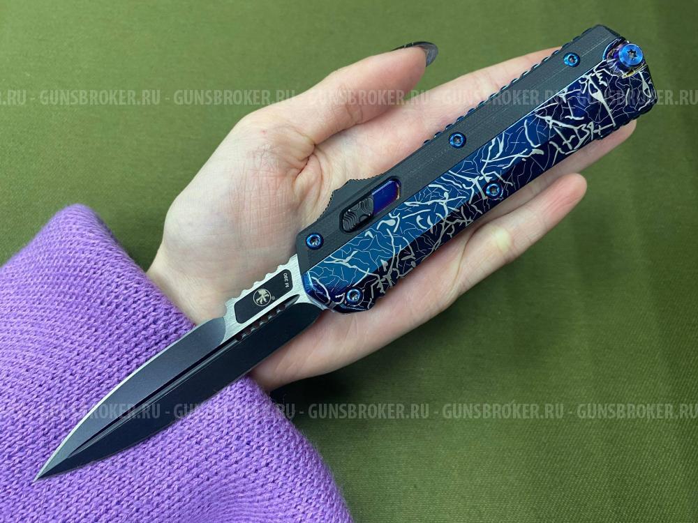 Нож фронтальный синий с узором