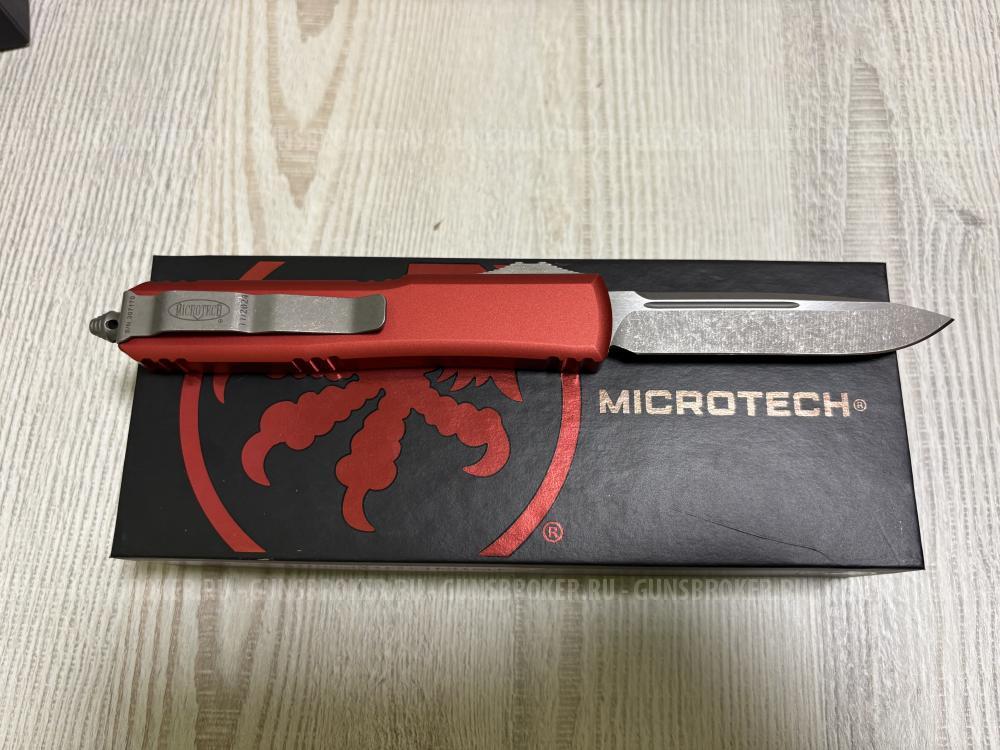 Нож Microtech Ultratech 121-10APRD, сталь M390, рукоять красный алюминий, Apocalyptic