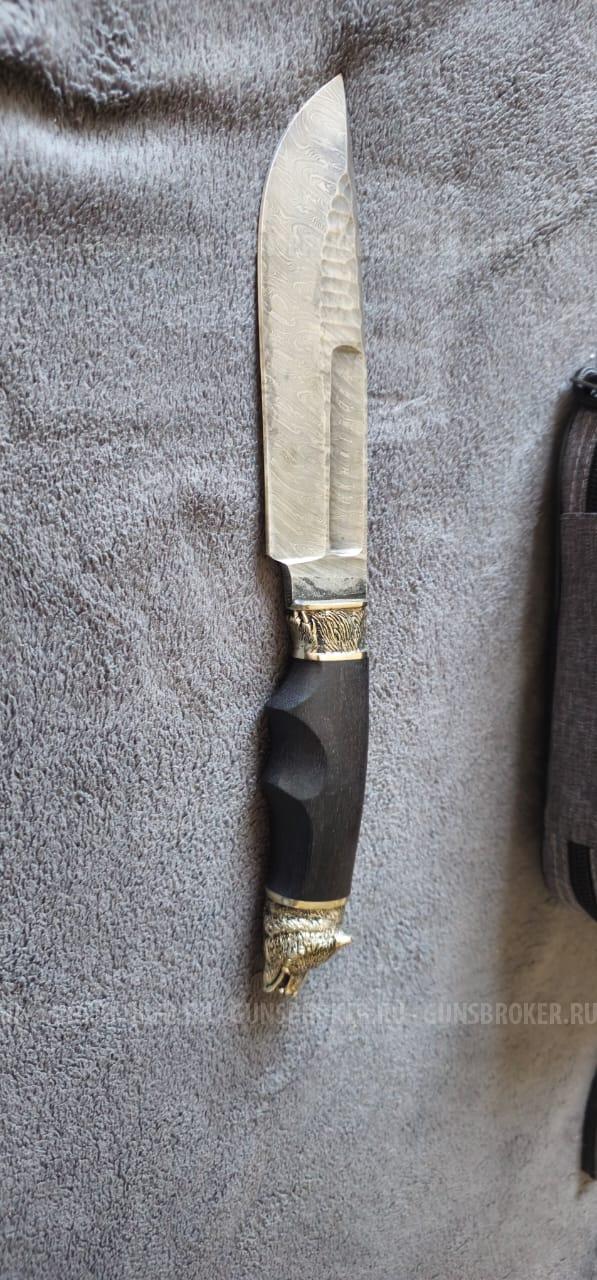 Нож Охотничий Медведь  из Дамасской стали 
