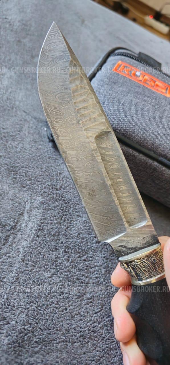 Нож Охотничий Медведь  из Дамасской стали 