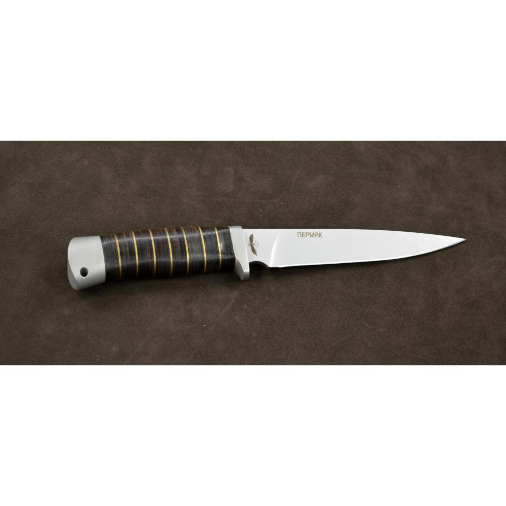 Нож охотничий "Пермяк" с кожаной ручкой (МЕЛИТА-К)