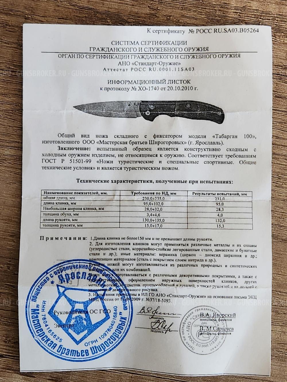  Нож Shirogorov Табарган