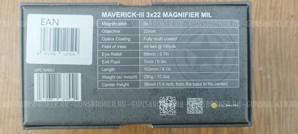 НОВЫЙ Магнифер Vectоr Орtiсs Маveriсk-III 3x22 Маgnifier MIL