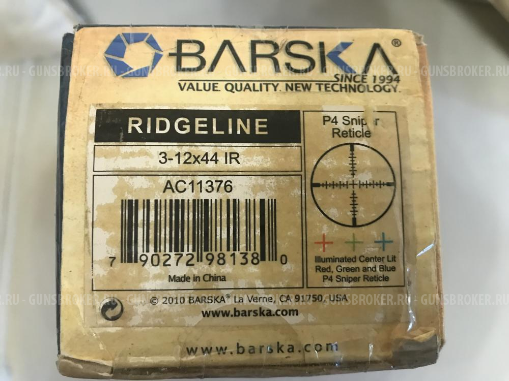 Оптический прицел BARSKA 3-12x44IR RIDGELINE, с подсветкой. Состояние нового. Лежит без дела. 