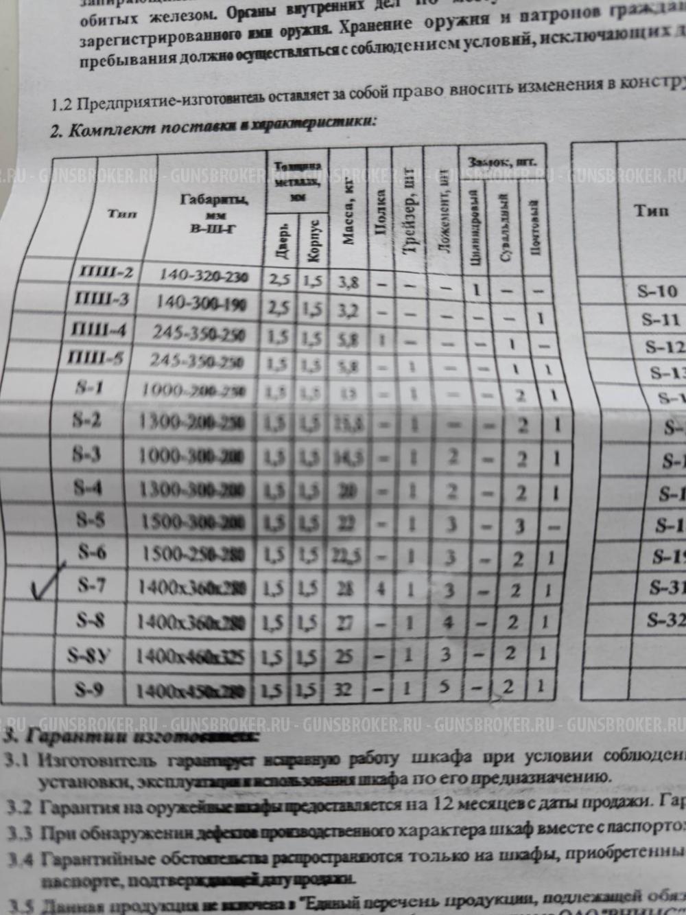 Оружейный сейф Сталкер S-7