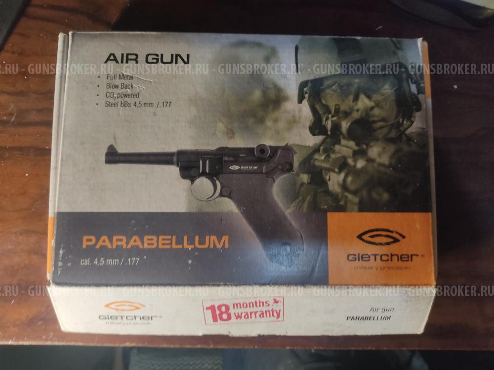 Парабеллум пневматический Gletcher Parabellum (Luger) blowback.