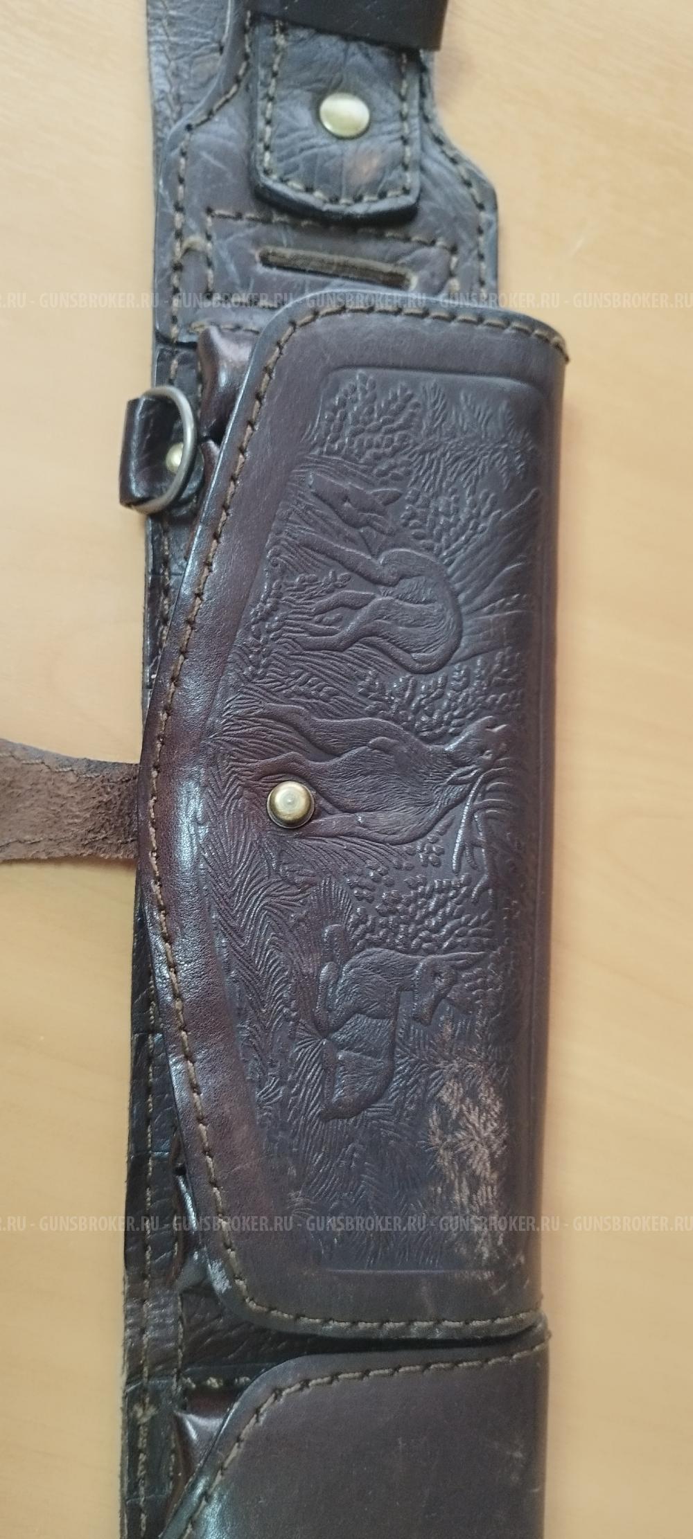 Патронташ кожаный 12 калибр, 20 патронов.