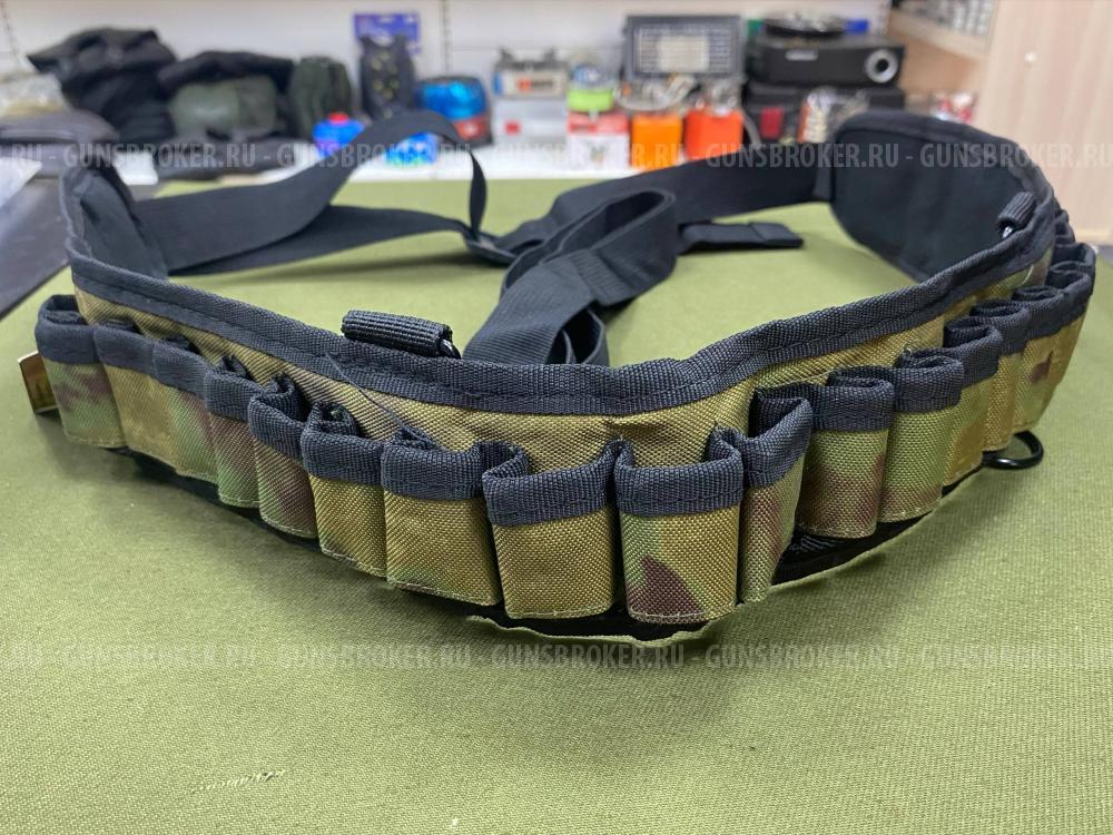 Патронташ открытый камуфляж зеленый 12 калибр