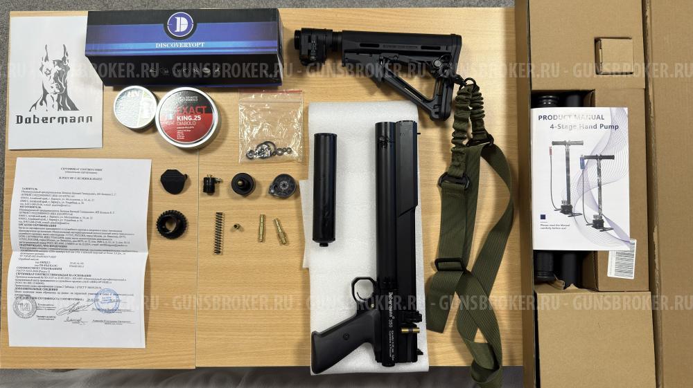 PCP Dobermann 350 кал. 6.35, ствол 250 мм, с допами, новый.