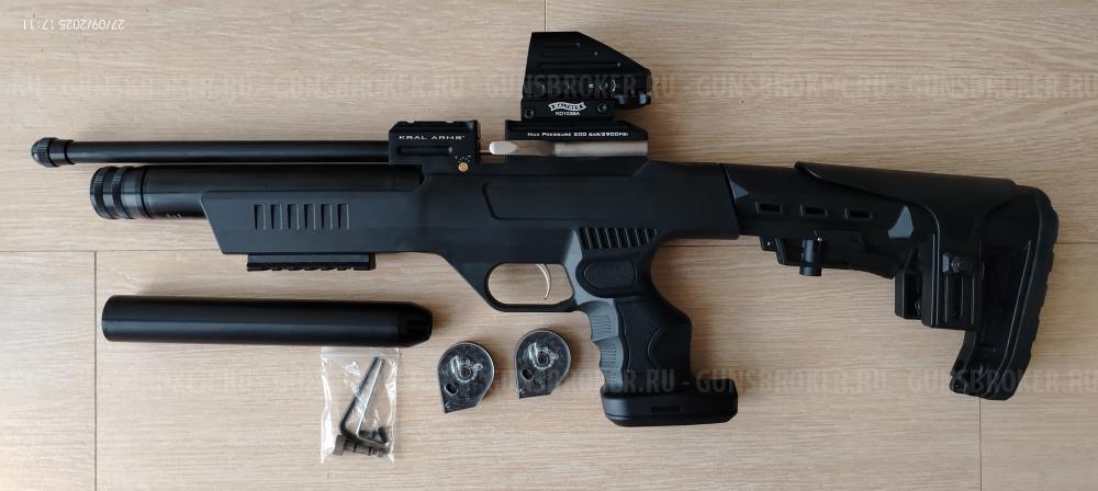 PCP Kral Puncher NP-01 винтовка 4,5мм в чемодане+коллиматор+модератор+насос с чехлом. 