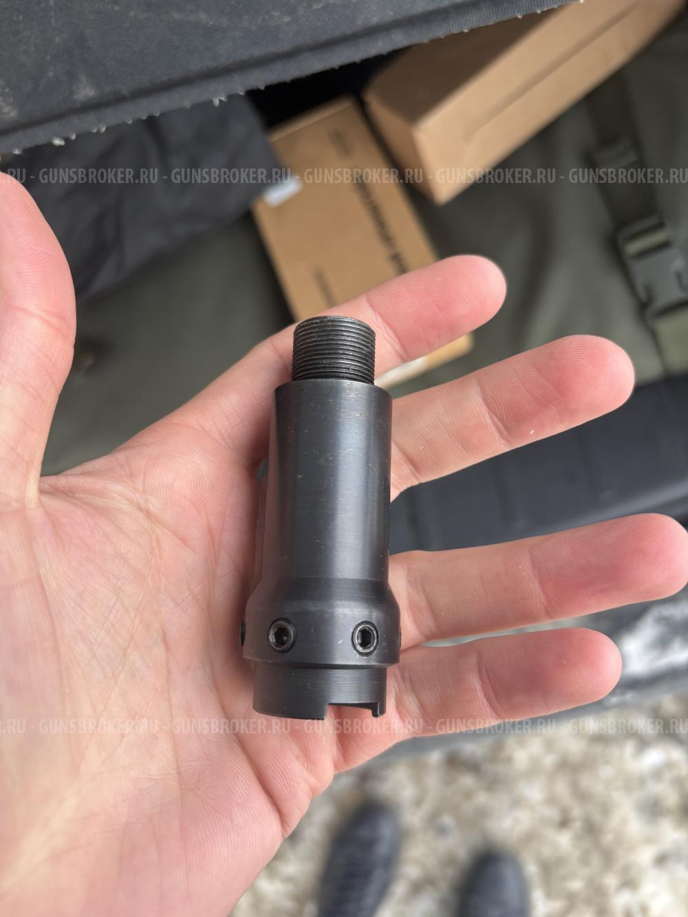 Переходник адаптер на короткий пламегаситель Тигр резьба M18x1