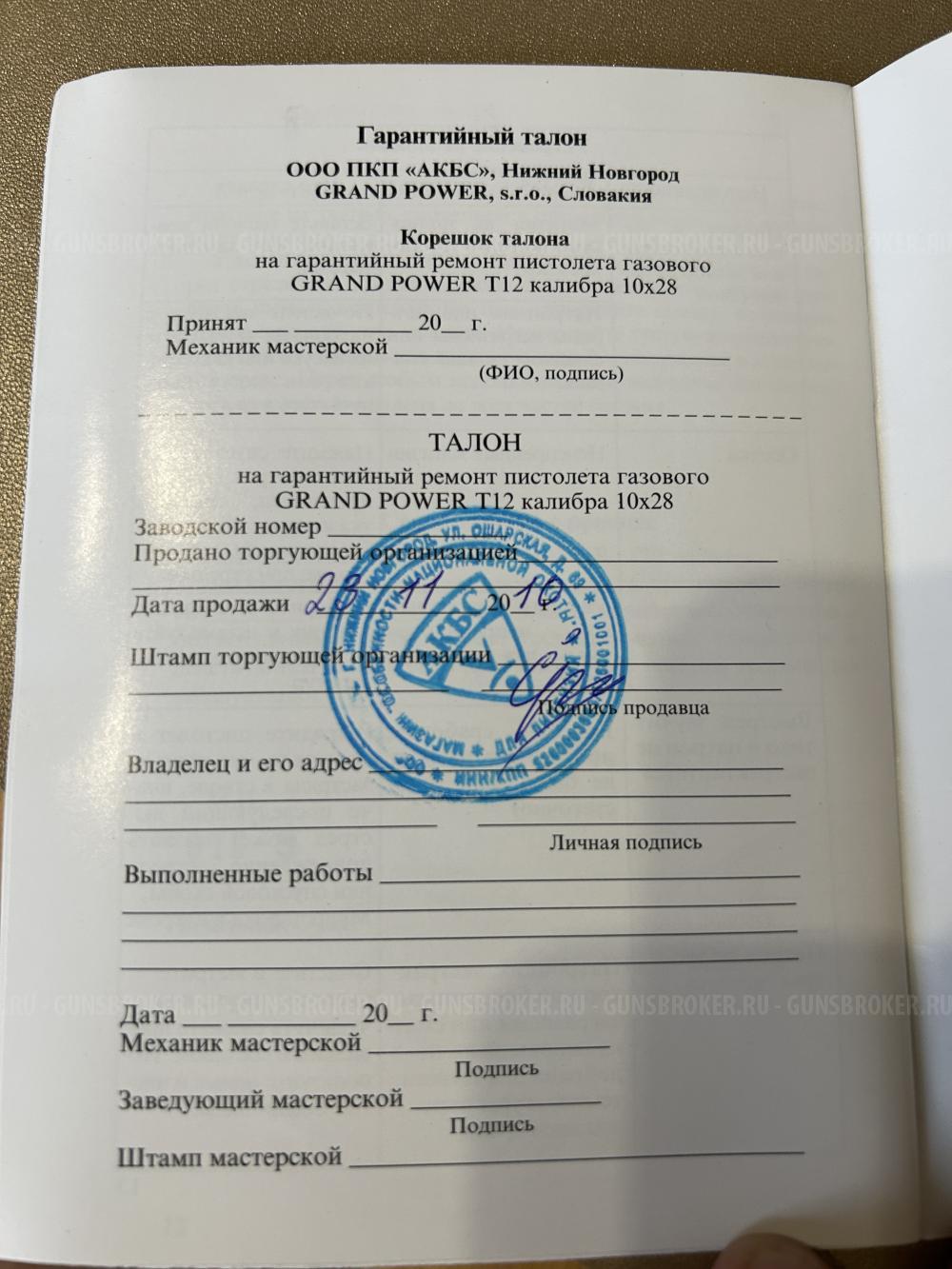 Пистолет Grand Power T12 Словакия