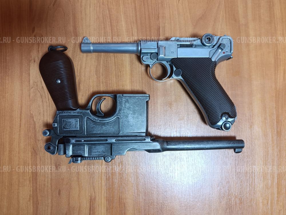Пистолет KWC Luger P-08 CO-2 (KCB - 41 DHN) и Маузер С-96 от Деникс макет
