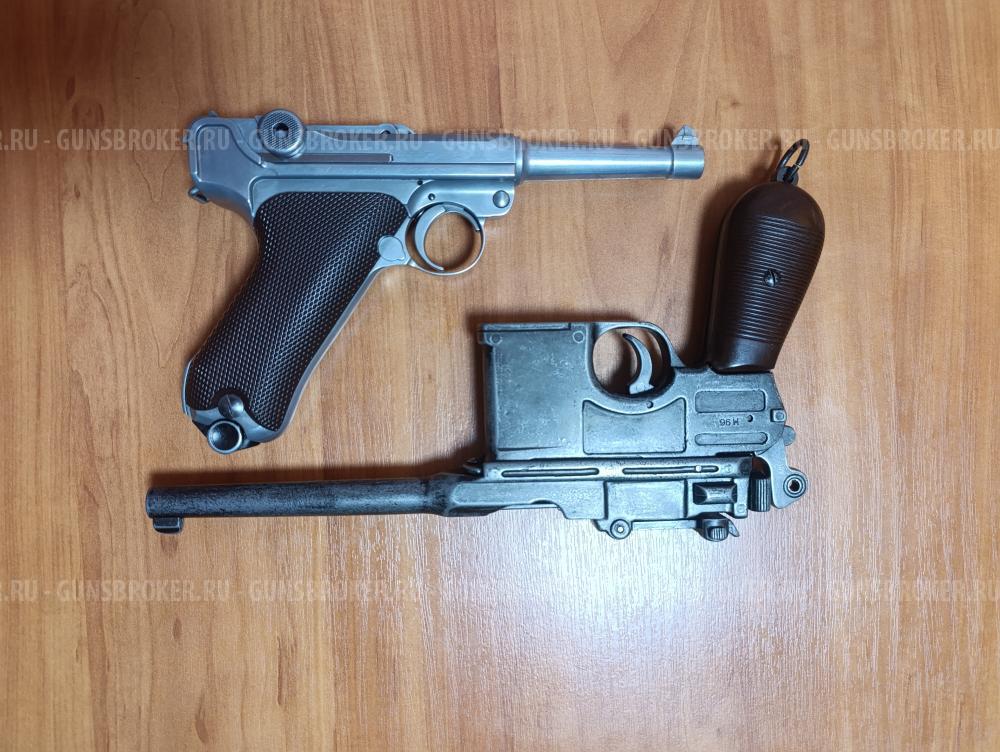Пистолет KWC Luger P-08 CO-2 (KCB - 41 DHN) и Маузер С-96 от Деникс макет