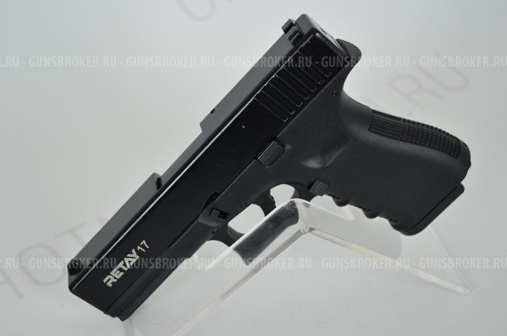 Пистолет Glock-17 охолощенный чёрный Blowback L-107мм 9mm P.A.K 14пат. Retay НОВОЕ