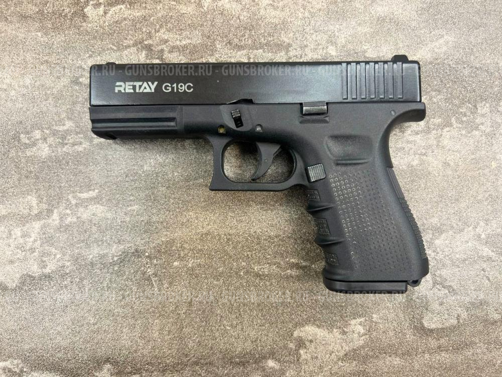 Пистолет охолощенный шумовой Retay Glock 19 (СХП Ретай Глок 19, 9мм, с витрины), черный