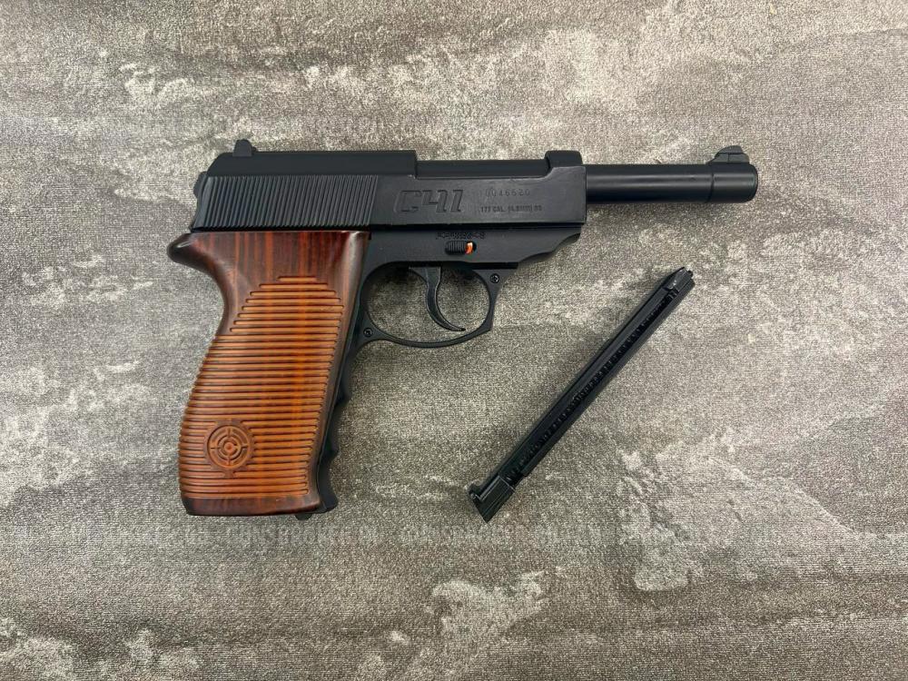 Пистолет пневматический Crosman C41 (металл, подвижный затвор, Walther P.38, б/у) 4,5 мм