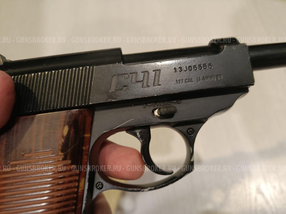 Пистолет пневматический Crosman C41 (металл, подвижный затвор, Walther P.38, б/у) 4,5 мм