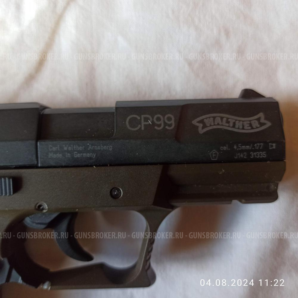 Пистолет пневматический Umarex Walther CP 99 (чёрный с коричневой рукоятью)