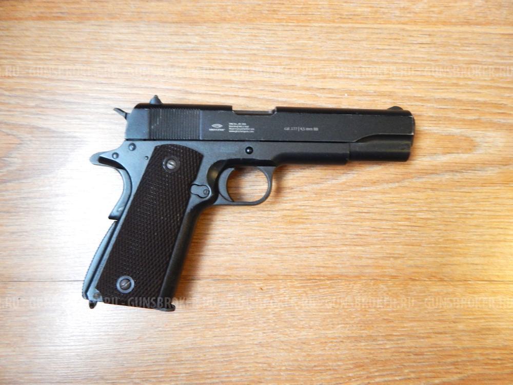Пневматический Gletcher Colt CLT 1911 4.5 мм (Blowback). С комплектом.