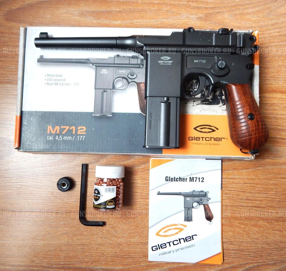 Пневматический Маузер М-712 от GLETCHER, Новый с комплектом. Blowback. Авто огонь.