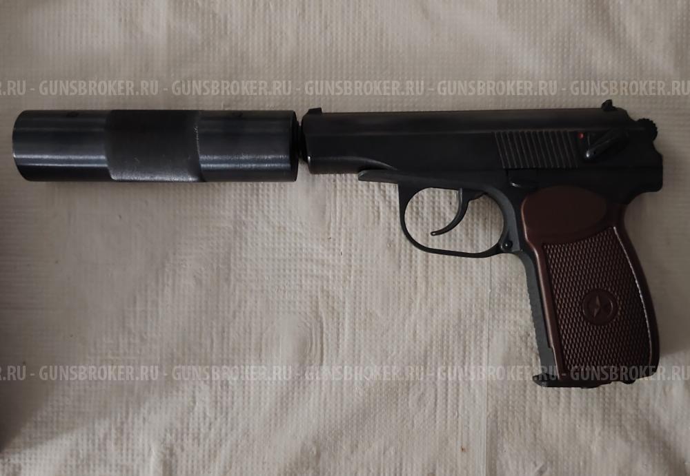 Пневматический пистолет Baikal МР-654К с глушителем