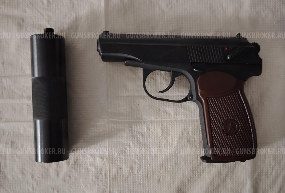 Пневматический пистолет Baikal МР-654К с глушителем