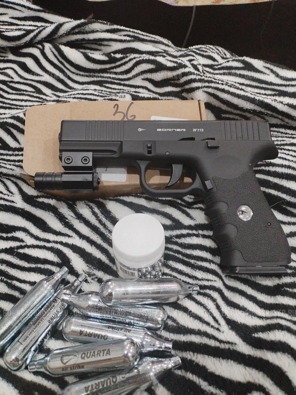 Пневматический пистолет Borner W119 Glock 17 Blowback 4,5 мм