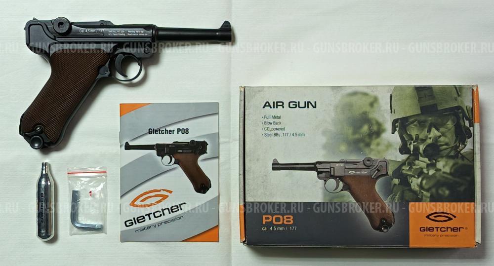 Пневматический пистолет Gletcher P08 4,5 мм