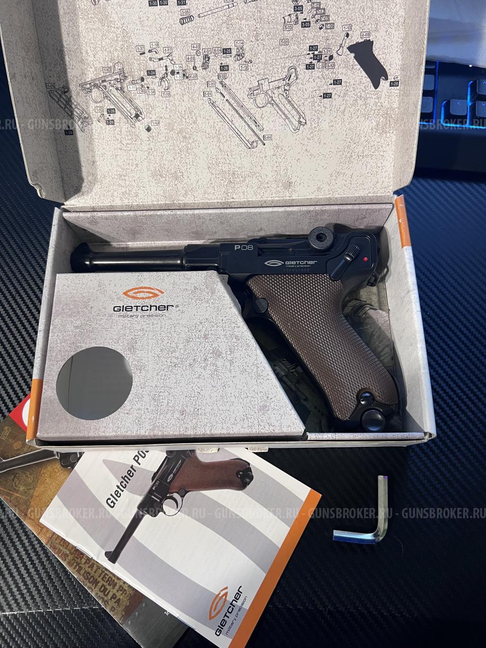 Пневматический пистолет Gletcher P08 Parabellum (Blowback)