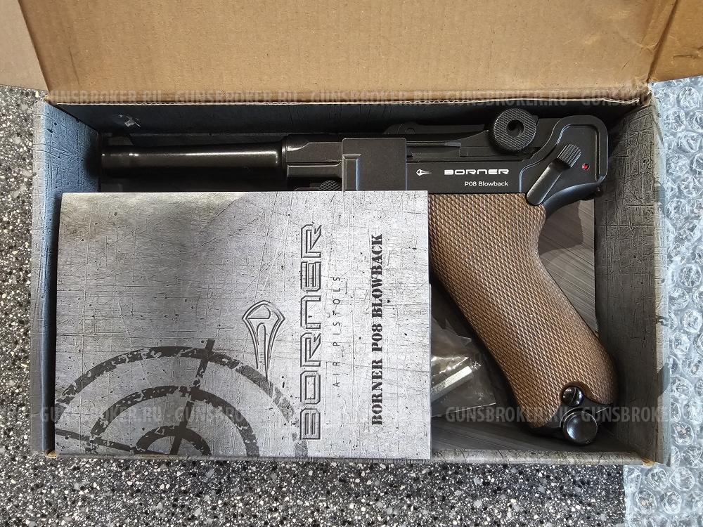 Пневматический пистолет новый Borner (Gletcher) P08 Luger Parabellum