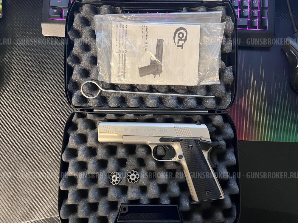 Пневматический пистолет Umarex Colt Government 1911 A1 Никель 4.5 мм (пулевой).